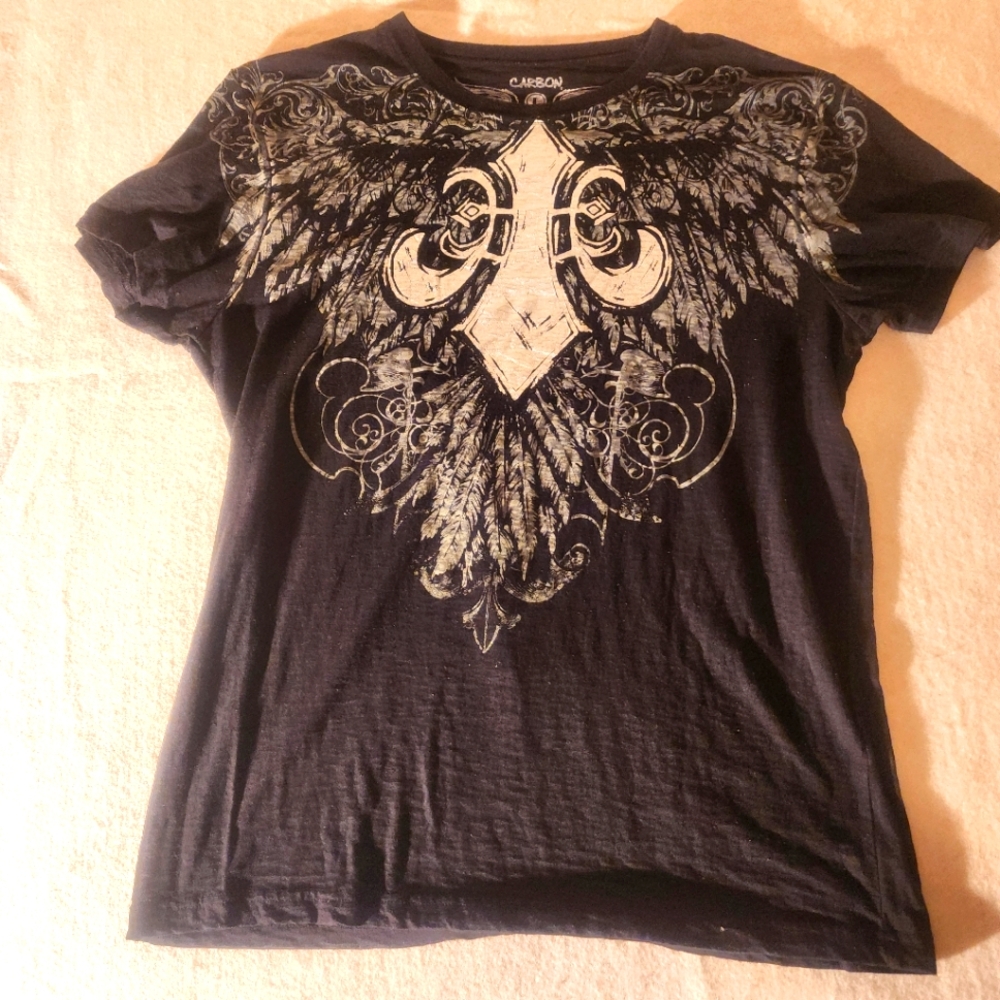 Carbon Black T-Shirt with Wing Graphic